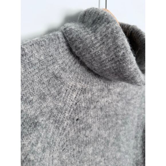 ALICIA ADAMS ALPACA gray fuzzy baby wool turtleneck pullover luxe sweater top - Picture 5 of 8